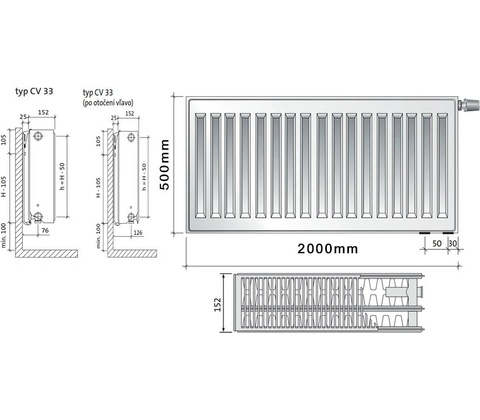Purmo CV33 500 x 2000