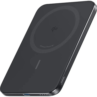 Преносима външна батерия с USB-C порт и безжично зареждане с MagSafe - Anker Qi2 Nano MagSafe Wireless Ultra Slim Power Bank 5000 mAh 15W (черен) (A1665H11)