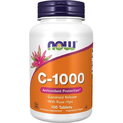 NOW NOW Vitamin C-1000 with Rose Hips Sustained Release, 100 Tablets