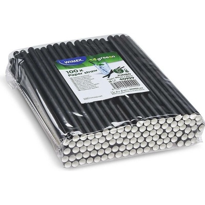 Wimex 40929 papírové brčko JUMBO 8 mm x 20 cm černé 100 ks