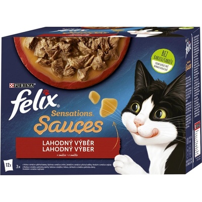FELIX Sensation sauces výber v omáčkach s morkou s kačicou s jahňacím s hovädzím 12 x 85 g