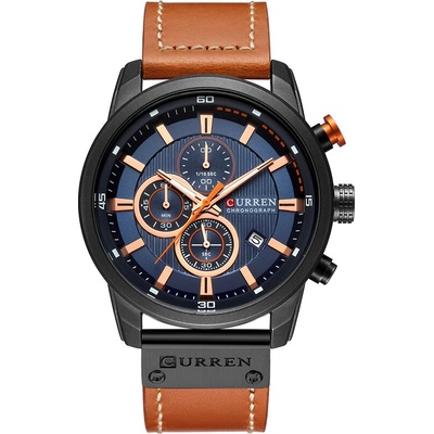 Curren Мъжки часовник Curren Chrono, Естествена кожа, Кварцов, Кафяв/Черен (CURREN-8291-BROWN-BLACK)