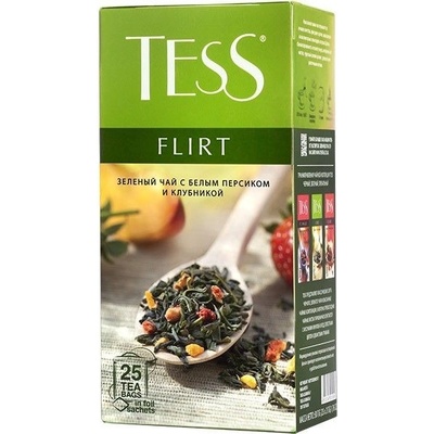 Tess Flirt Zelený čaj Jahoda a broskev 25 x 1,5 g
