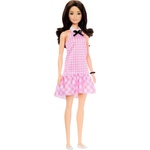 Barbie Кукла Barbie Fashionistas - Барби, с карирана розова рокля и кафява коса, #224 (FBR37) - ozone