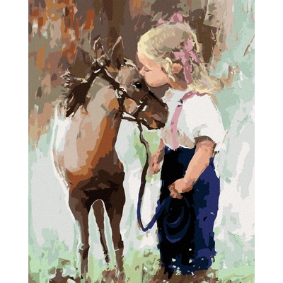 zuty Malování Podle Čísel Holčička A Poník 40 x 50 Cm Plátno Rám