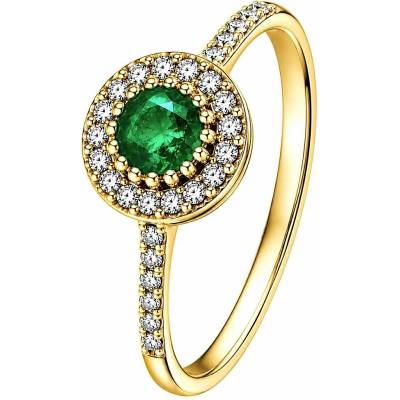 Zlaton Prsten žluté zlato smaragd s diamanty a smaragdem N08042602525
