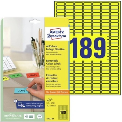 Avery Zweckform L6037-20 etikety 25.4mmx10mm 20 ks žluté – Zboží Dáma