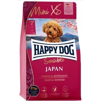 Happy Dog Mini XS Japan - храна за кучета от дребни породи, за здрава кожа и козина, пъстърва, пилешко и морски водорасли, 0, 300 кг, Германия - 60943