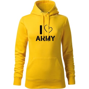 Image 1 of DRAGOWA дамски суитшърт с качулка, I Love Army, жълт, 320г/м2 (5979)