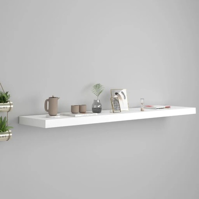 vidaXL Окачен стенен рафт, бял, 120x23, 5x3, 8 см, МДФ (323820)