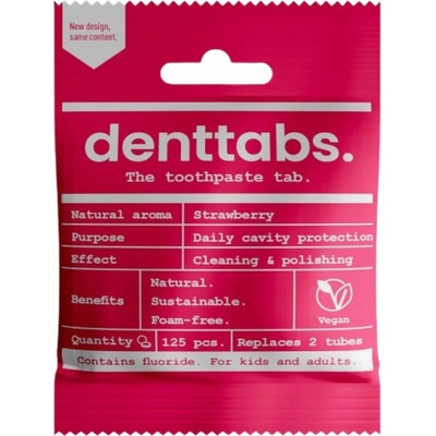 Denttabs prírodná pasta v tabletách pre deti jahoda s fluoridom 125 ks 40 g
