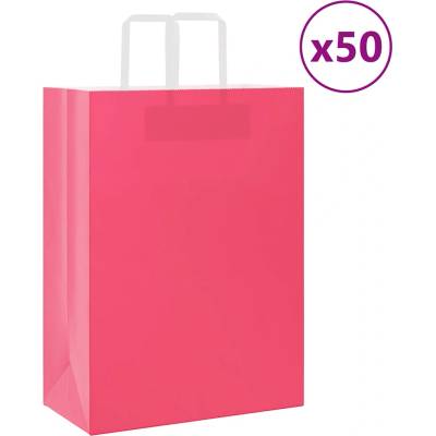 vidaXL Хартиени торбички 50 бр с дръжки розови 32x17x44 см (4101888)