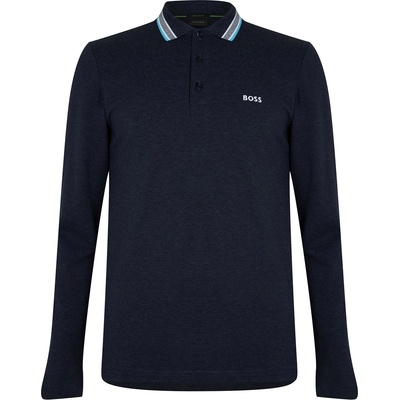 Boss Блуза с яка Boss Plisy Long Sleeve Polo Shirt - Navy