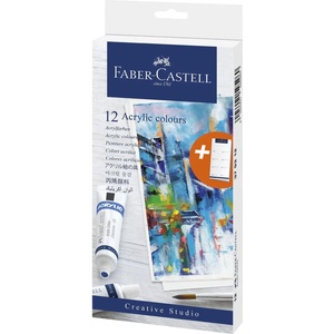Faber-Castell Акрилни бои Creative Studio, 12 цвята, 20 ml (6605040007)