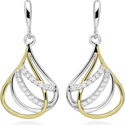 Silver Cat Elegantné visiace náušnice zo striebra Bicolor SC610