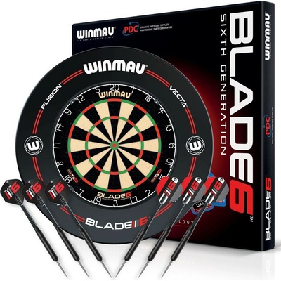 Winmau Blade 6, sivý surround, 2 sety šípok, štartovacia čiara