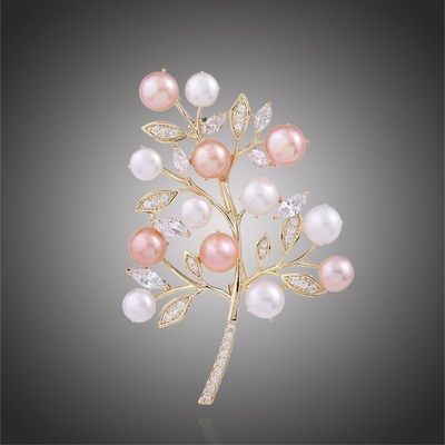 Éternelle brož se sladkovodními perlami a zirkony Armonie B2195 zlatá