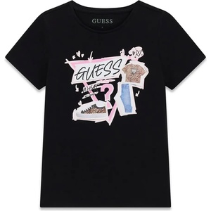 GUESS Тениска за момиче в черен цвят с цветни щампи Guess