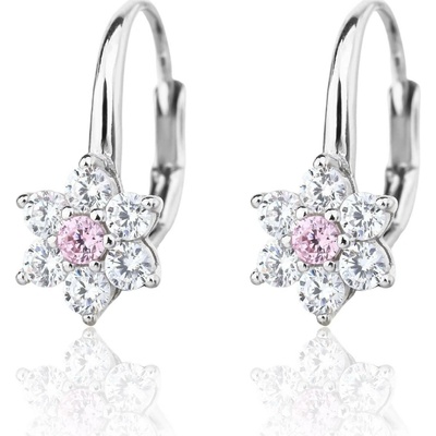 Jan Kos jewellery Stříbrné náušnice s růžovým zirkonem MHT-7