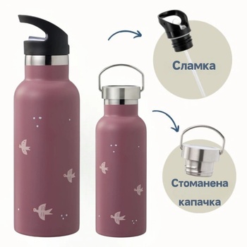 Fresk : 2 в 1 Бутилка и термос от неръждаема стомана с вградена сламка 500мл - Swallow (FR-FD320-15)