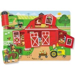 Melissa & Doug - Дървен музикален пъзел с дръжки - Около ферма (42800)