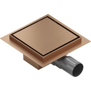 Mexen Flat-Q M13 квадратен подов сифон 12 x 12 см, четкана мед - 1C10012 (1C10012)