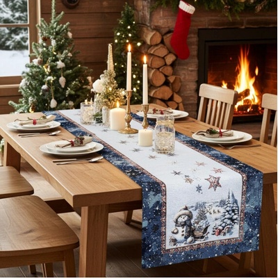 Mondo Vianočný gobelínový behúň s lurexom Magický Santa a snehové vločky 45x140 cm