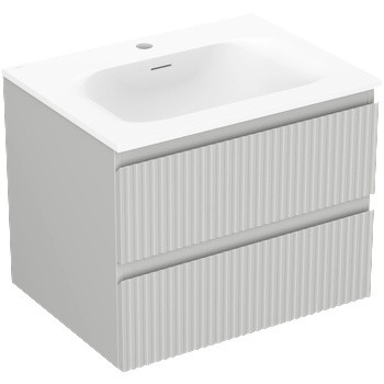 Mexen Rivel шкаф за баня 60 см с мивка Vela, 2 чекмеджета, ребра, сив мат/бял мат - 91A20-06047-2-BFF62-W23M01 (91A20-06047-2-BFF62-W23M01)