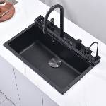 Inter Ceramic Кухненска мивка Aquaris 8276 Black + смесител 7567131MB - гранитен комплект за кухня (8276 BLACK + 7567131MB) Мивка за вграждане
