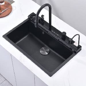 Inter Ceramic Кухненска мивка Aquaris 8276 Black + смесител 7567131MB - гранитен комплект за кухня (8276 BLACK + 7567131MB) Мивка за вграждане
