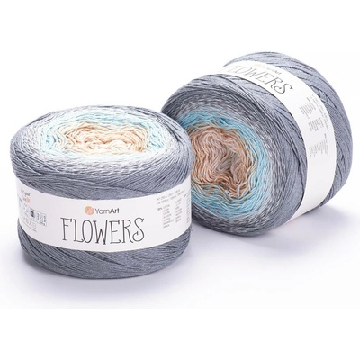 Yarn Art příze Flowers 268 béžová, modrá, šedá