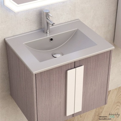 Inter Ceramic Долен конзолен pvc шкаф за баня bg 6451-2 + 6066g СИВ МАТ