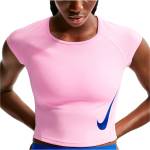 Nike Дамска тениска Nike Women's Swoosh Run Dri-FIT S/S Running Top Running shirt - Pink Rise / Pink Rise / Old Royal - размер XS (916-7172-0311)