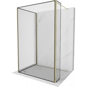 Mexen Kioto душ кабина Walk-in 110 x 80 x 30 см, черна рамка, златна - 800-110-080-221-50-70-030 (800-110-080-221-50-70-030)