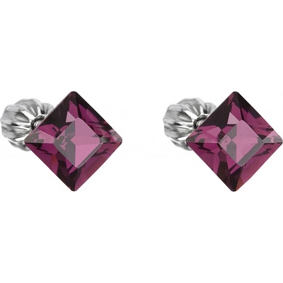 Pavona pecka s krystaly Swarovski fialový čtverec 31065.3