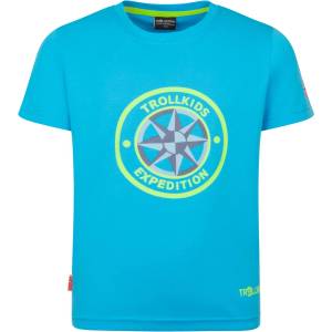 TROLLKIDS Детска тениска Trollkids Kid's Windrose T T-shirt - Pool Blue / Wild Lime - размер 140 (EU) (704-1810-1116)