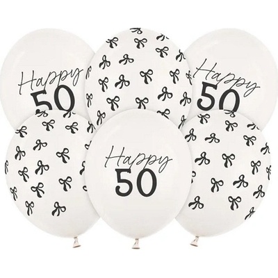 PartyDeco Balónky latexové Happy 50" s mašličkami 30 cm