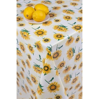 Obrus PVC 5738310, slnečnica na žltom podklade, metráž 20 m x 140 cm, IMPOL TRADE