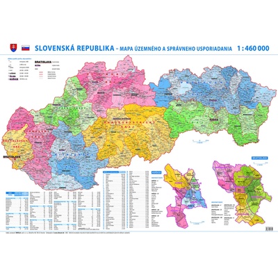 Slovensko administratívna mapa 1: 460 000 lamino+ lišta Shocart