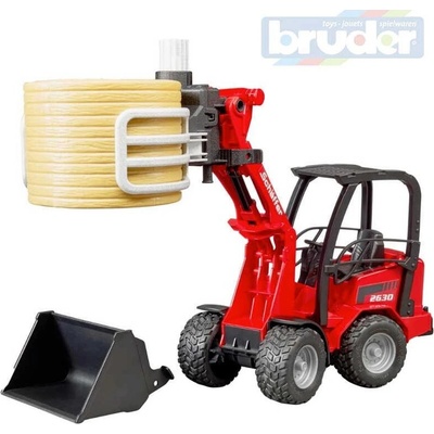 Bruder 02192 Nakladač Schaffer 2630 set s kleštěmi a balíkem slámy plast 1:16