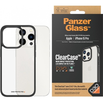 Panzer Гръб PanzerGlass за Apple iPhone 15 Pro Clearcase with D3O - Черна рамка