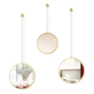Umbra hk ltd (Канада) Комплект от 3 бр. огледала за стена umbra dima round - цвят месинг (umbra 1013877-104)