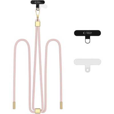 Šnúrka na telefón Tech-Protect C2S Rope Crossbody Strap Baby Pink/Gold
