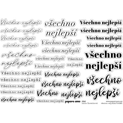 PAPERO AMO ♥ Papírové výseky - NA PŘÁNÍ / Všechno nejlepší BÍLÁ