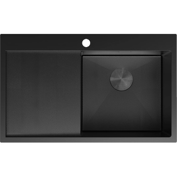Mexen Exar стоманена мивка с 1 отделение с отцедник, дясна 780 x 480 мм, черен HC (6434781010P-70HC)