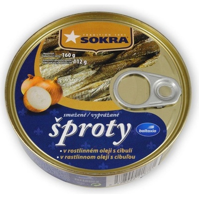 Sokra Smažené Rižské šproty v rostlinném oleji s cibulí 160 g