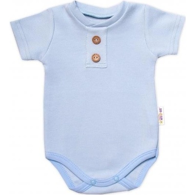 Baby Nellys Dojčenské rebrované body s gombíkmi kr. rukáv Boy sv. modré