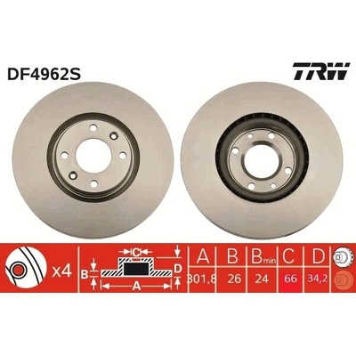 Brzdový kotúč TRW DF4962S
