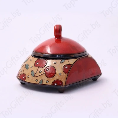 Керамична кутия за бижута с черешки