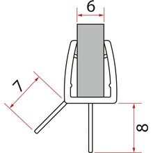 Polysan Akrylové tesnenie na dvere (okapnička) dĺžka 1000mm na 8mm sklo 309D-08